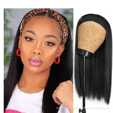 Synthetic Hair Straight Headband Wigs Glueless for Women Scarf Synthetic Wig for African American Women